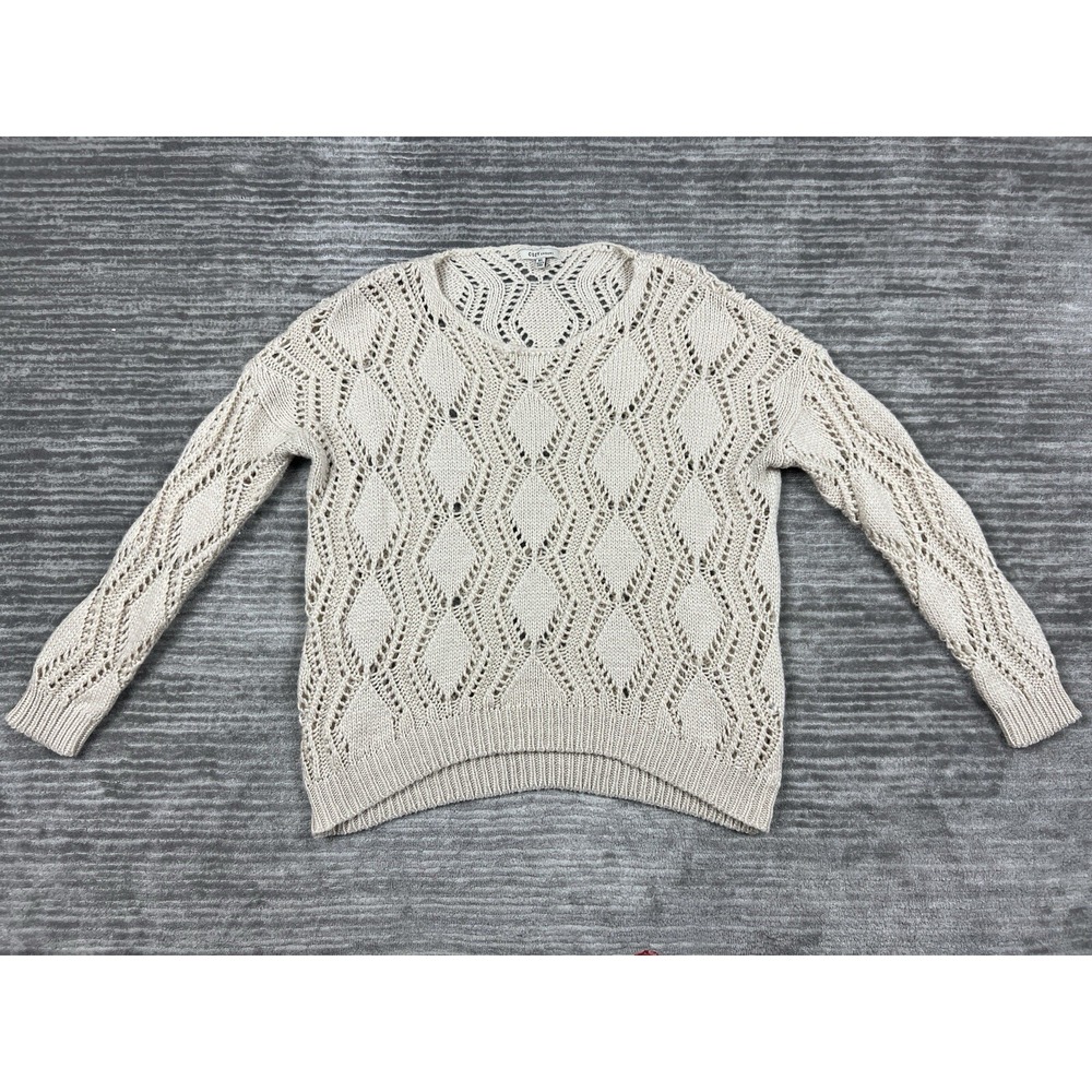 Cozy Casual Sweater Womens Medium Large Beige Longsleeve Acrylic